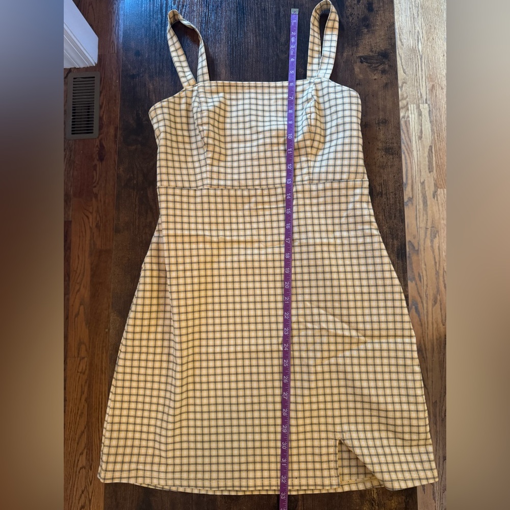 Hollister Yellow Black Y2K Plaid Mini Dress Medium - Picture 3 of 15